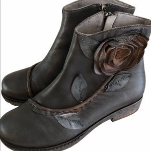 Socofy Black Short Ankle Boots Sz 8 (38)